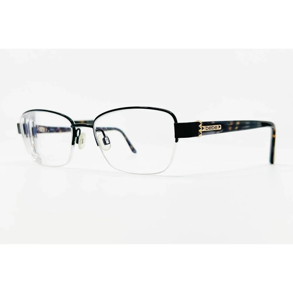 Bebe Eyeglasses Womens Black Semi-Rimless Tough Cookie BB5127 52-16-135